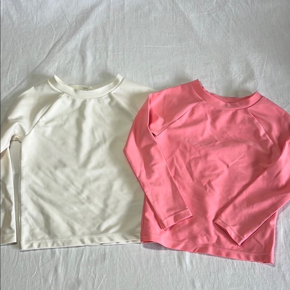 2T Old Navy Cream and Pink swim Rashguards